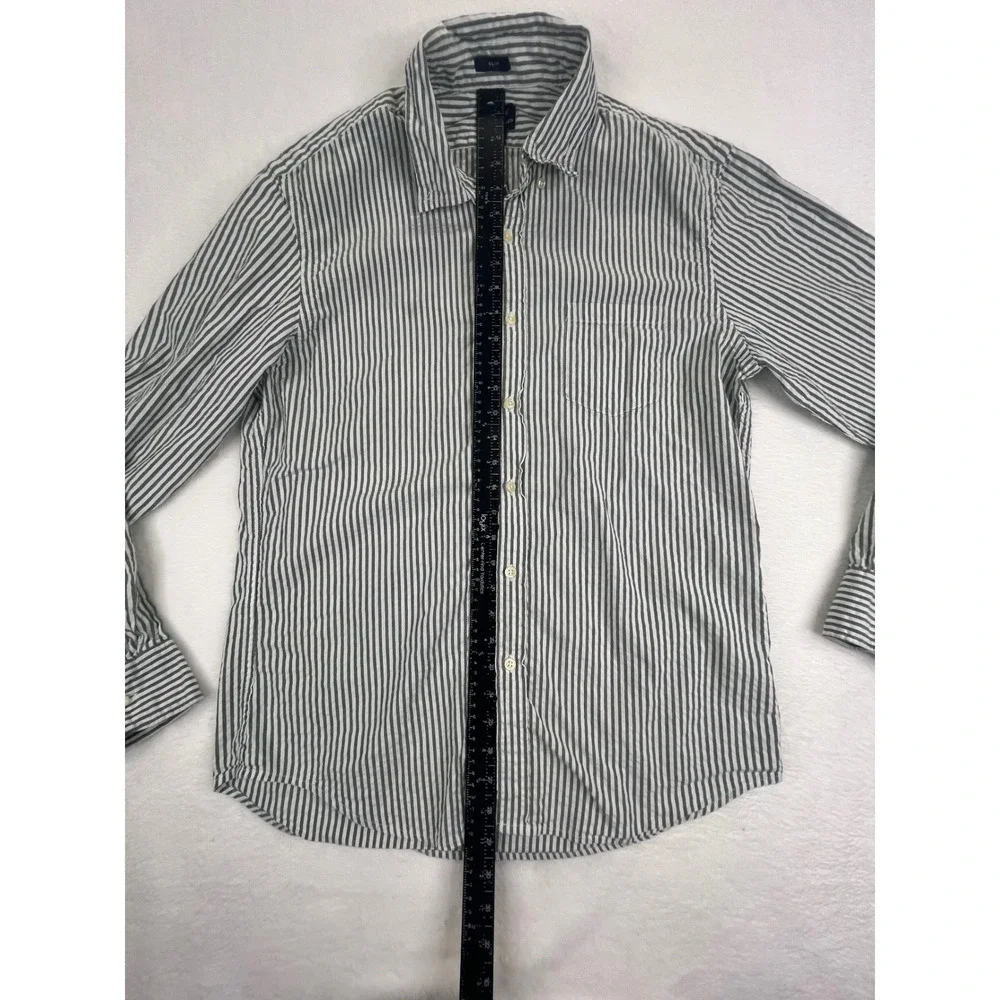 J Crew Seersucker‎ Slim Fit Button Down Shirt Mens Size L Green Stripe Casual